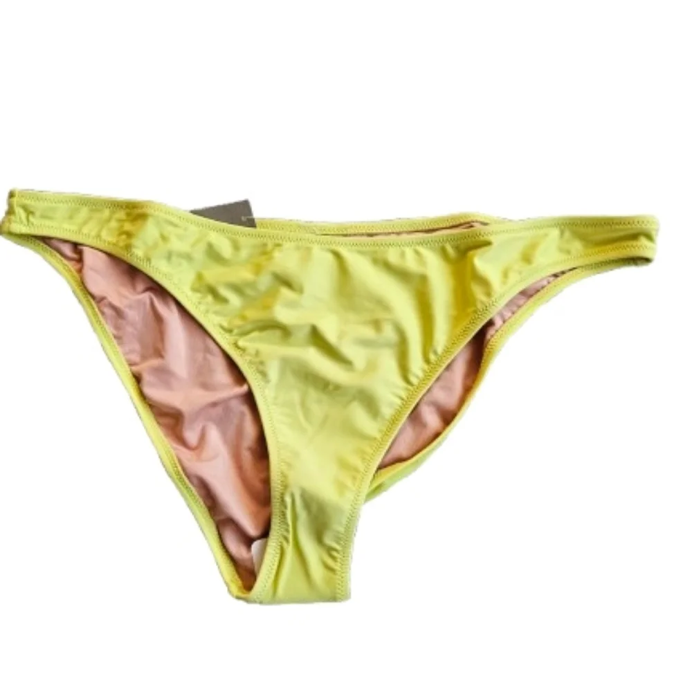 J.Crew High Cut Leg Mid Rise Cheeky Bikini Bottom, XL, Yellow